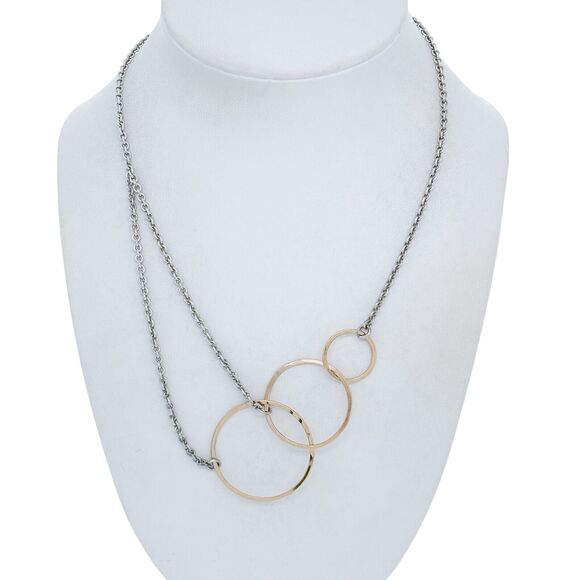 Limbo Sterling Silver 925 Gold Fill "Cadena Grow" Hoop Necklace 17" - Picture 1 of 5